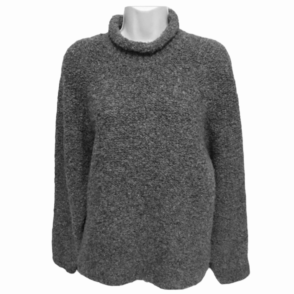 Y2K The limited London Paris New York grey shimmer thread wool blend sweater L - Picture 2 of 6